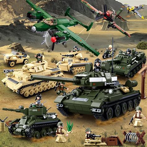 New Military Army World War II WW2 City SWAT Soldiers Tank Aircraft Model Building Blocks Bricks ...