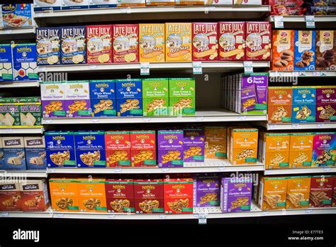 A natural foods grocery store aisle with shelves of healthy snack foods Stock Photo - Alamy