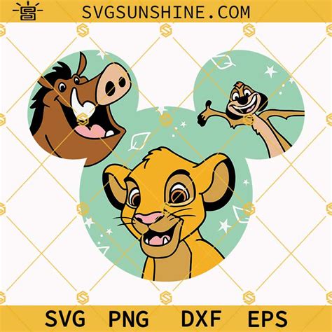 The Lion King SVG, Simba Timon Pumbaa SVG, Disneyland Ears SVG Cut file