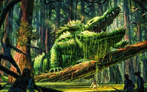 Download Scary People Crocodile Fantasy Forest Art