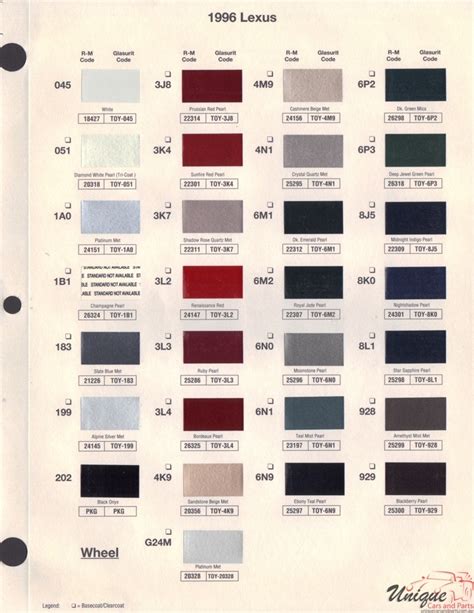 Lexus Color Code Chart