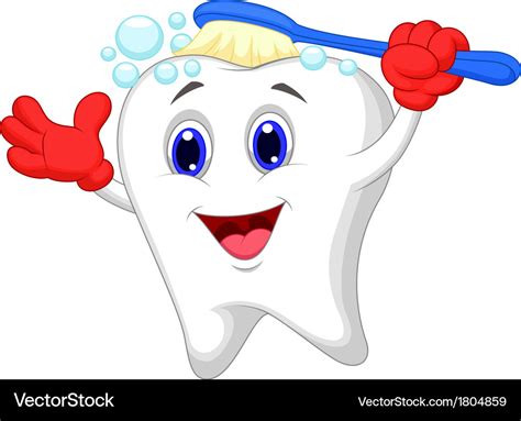 Happy tooth cartoon brushing Royalty Free Vector Image