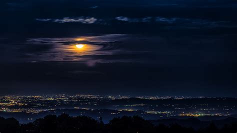 4K Moon Clouds Night City View Wallpaper, HD Nature 4K Wallpapers, Images and Background ...