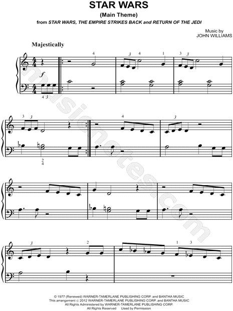 "Star Wars (Main Theme)" from 'Star Wars' Sheet Music (Easy Piano) (Piano Solo) in C Major ...