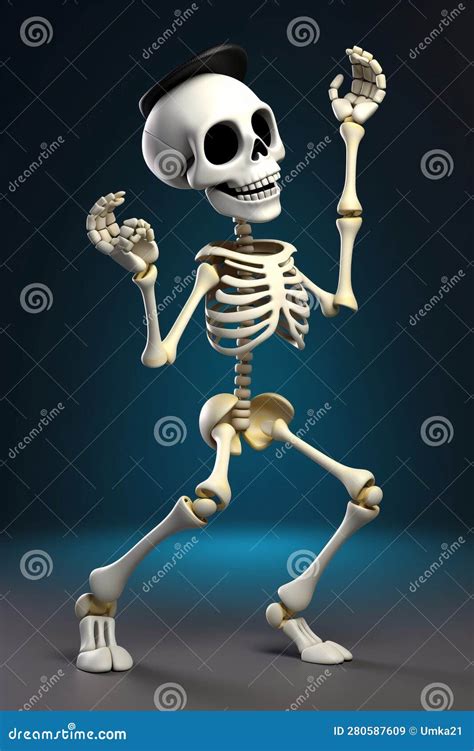 Happy Dancing Skeleton on a Blue Background Stock Illustration ...