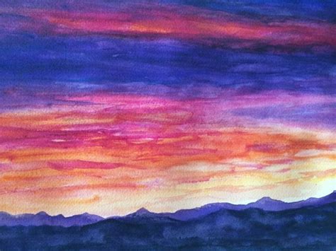 Mountain Sunset | Mountain sunset, Watercolor paintings, Painting