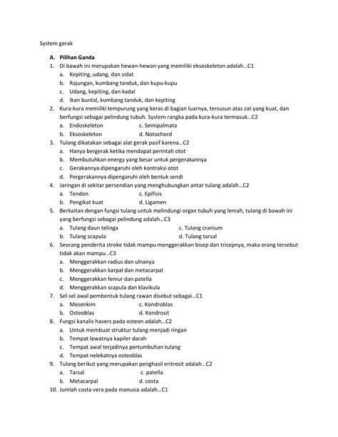 Latihan Soal Sistem Gerak Pada Hewan Dan Tumbuhan Analisis Lengkap - Riset