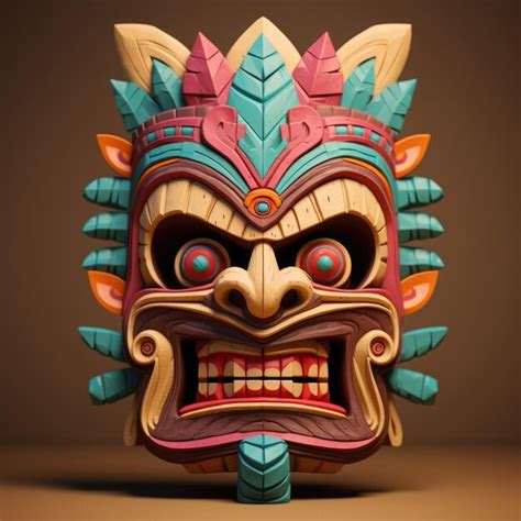 Premium Photo | Colourful tiki mask on brown background created using ...