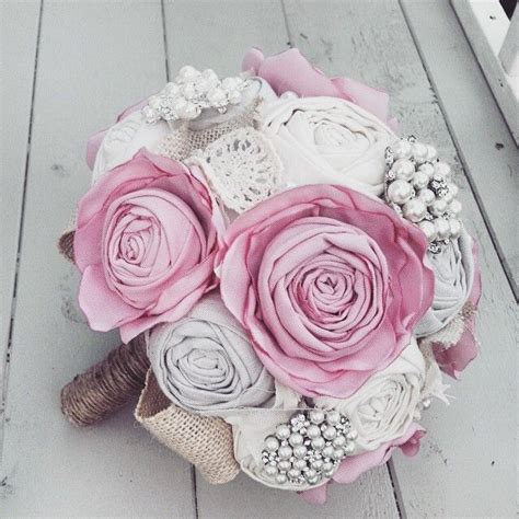 Pink cameo fabric and brooch bouquet #brooch #broochbouquet #fabricbouquet #bridesmaid # ...