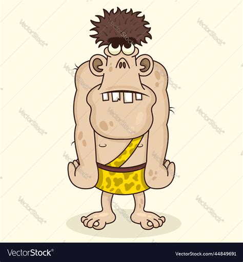 Giant funny cartoon caveman cute humorous Vector Image