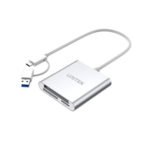 USB 3.0 3 Ports Memory Card Reader with USB-C Adapter