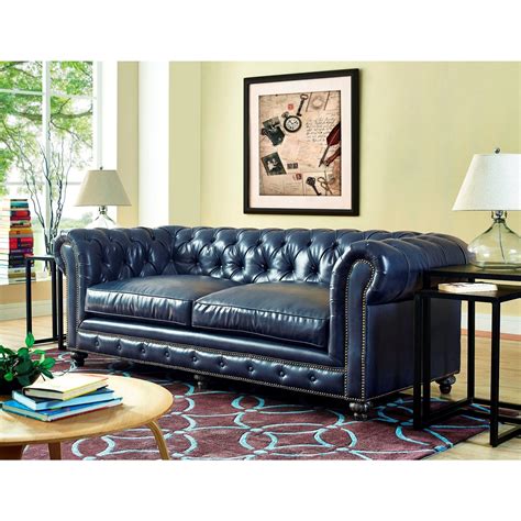 Shop Our Biggest Ever Memorial Day Sale! Sofas | Blue leather sofa, Blue leather couch, Best ...