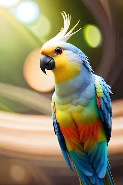 Premium AI Image | A colorful parrot with a yellow head and blue feathers.