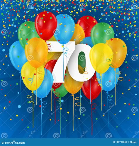 Happy 70th Birthday Balloons Greeting Card Background. Vector Illustration | CartoonDealer.com ...