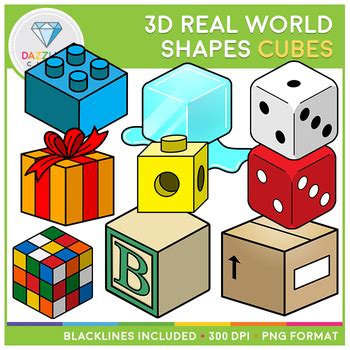 3D Shapes Real Life Objects Clip Art: Cubes | 3d shapes, Shapes activities, Cube