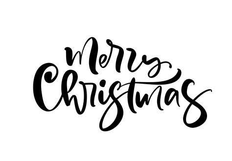 Merry Christmas calligraphic hand drawn lettering text. Vector illustration Xmas calligraphy on ...