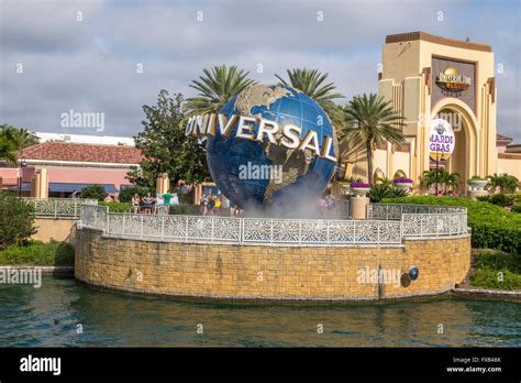 The Universal Studios Globe Sign Logo At The Entrance To The Universal Studios Theme Park ...