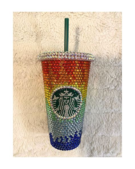 Rainbow Full Bling Starbucks Cup Rainbow Ombre Bedazzled - Etsy