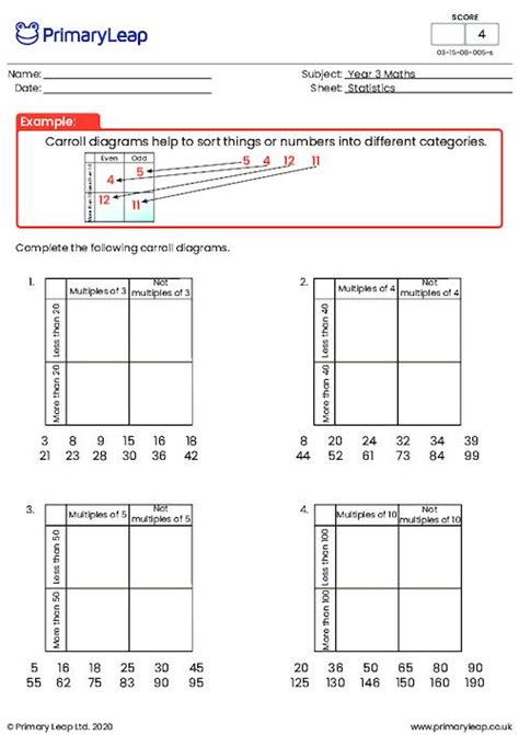 grade 3 maths worksheets pictorial representation of data 154 - carroll diagram worksheet for ...