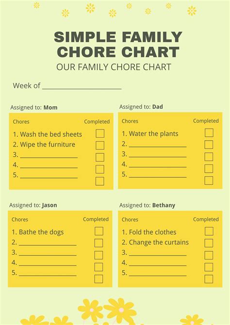 Free Printable Family Chore Chart Template