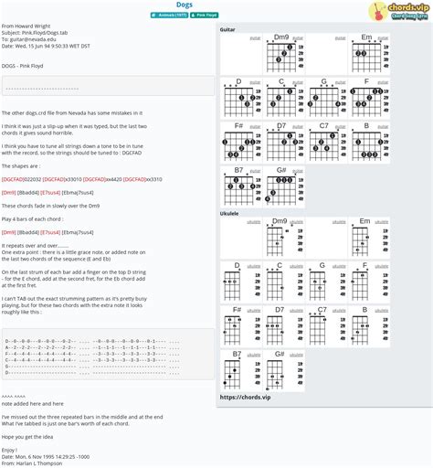 Chord: Dogs - tab, song lyric, sheet, guitar, ukulele | chords.vip