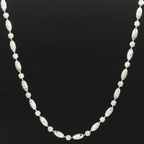 18K White Gold Beaded Diamond Cut Chain Necklace | EBTH