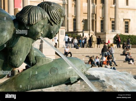 Fountains on the Trafalgar Square, London, UK Stock Photo - Alamy