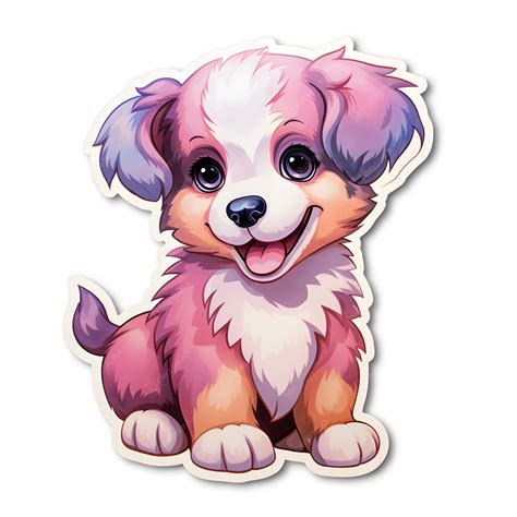 Kawaii Pup Bliss Puppy Die-Cut Sticker - Crystalika: Premium Quality AI ...