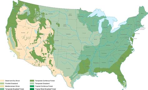 Digital USA Biome map in Adobe Illustrator vector format