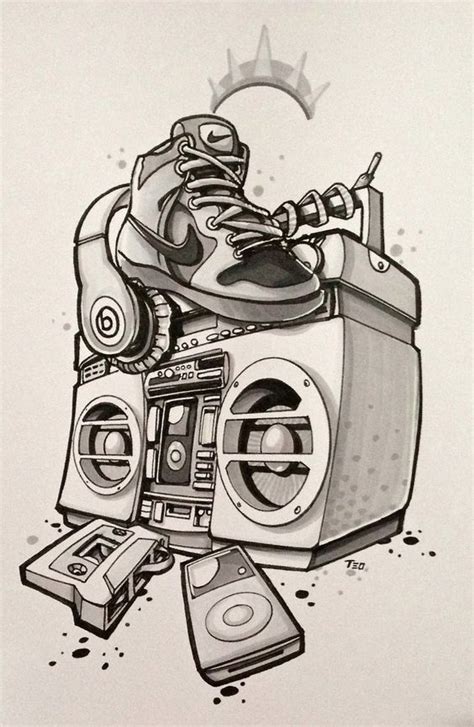 Music Tattoo Ideas | Boombox | Stereo | Ipod | Cassette Tape| Headphones | Nikes | Art | Wall ...