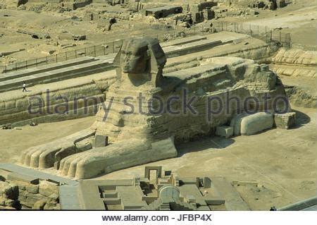 The Great Sphinx, Giza, Egypt - aerial photograph. Note the site is ...