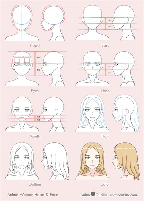 8 Step Anime Woman's Face Drawing Tutorial - AnimeOutline