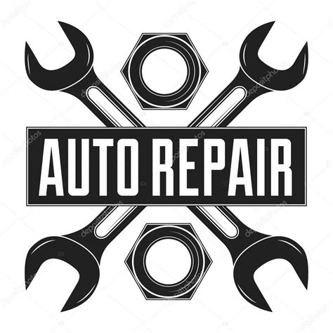 Vintage mechanic auto service repair label, emblem and logo. Vector illustration. Car service ...