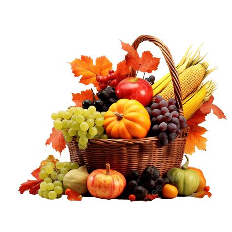 Autumn And Fall Season, Harvest Cornucopia And Thanksgiving Day Concept With Fruit And Vegetable ...