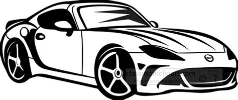 Cars Outline Clipart-sports car special wheels black outline on white background vect