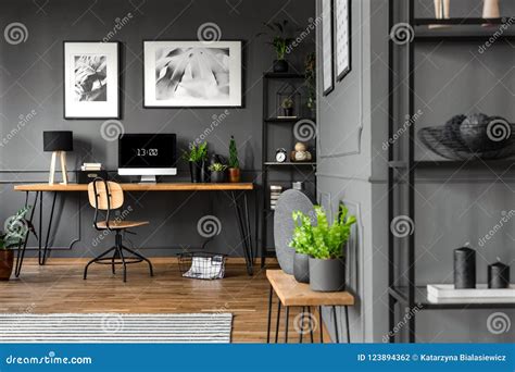 Grey Home Office Interior Stock Photo | CartoonDealer.com #123894362