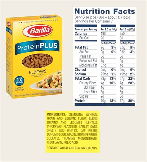 Barilla Elbow Pasta Nutrition Facts - Nutrition Ftempo