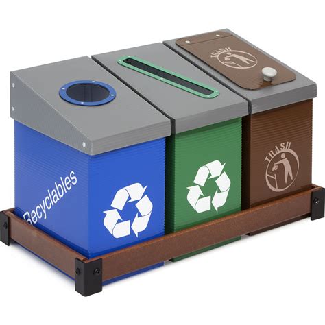 Under the Desk Small Blue Recycling Bin, Green Recycle and Trash Bin Station