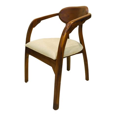 Amaltas Teak Wood Bedroom Chair with Curved Back