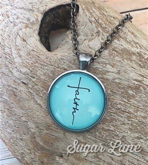 Faith Cross Necklace Faith Necklace Glass Dome Necklace - Etsy