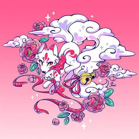 Kitsune 6x6' print | Kawaii art, Cute drawings, Cute kawaii drawings