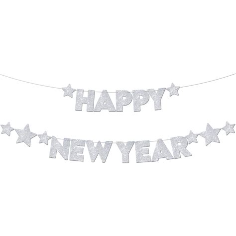 Buy KatchOn, Glitter Silver Happy New Year Banner - 10 Feet, No DIY | Happy New Year Sign for ...