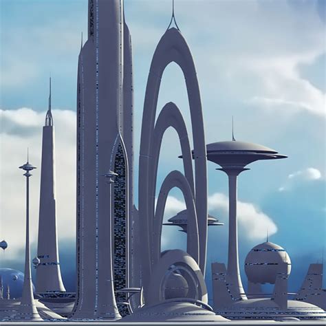 futuristic sci-fi buildings 3d max