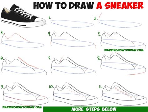 How to Draw Sneakers / Shoes with Easy Step by Step Drawing Tutorial ...