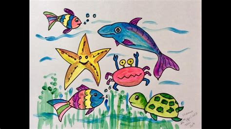 Ocean Animals Drawing For Kids - Galuh Karnia458