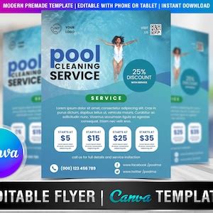 POOL MAINTENANCE FLYER, Diy Editable Canva Template, Printable & Social ...