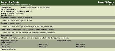 My Realms: Stat Block - Tanarukk