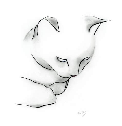 Black and White Cat Drawing by Kellas Campbell | Saatchi Art