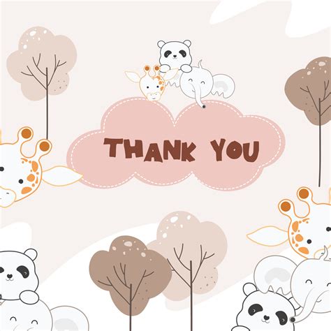 Vector cute kawaii animal collection cartoon thank you card background 25418015 Vector Art at ...