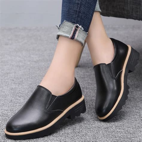 YZHYXS 2018 Autumn women oxford shoes casual flats dress black work shoes women genuine Leather ...